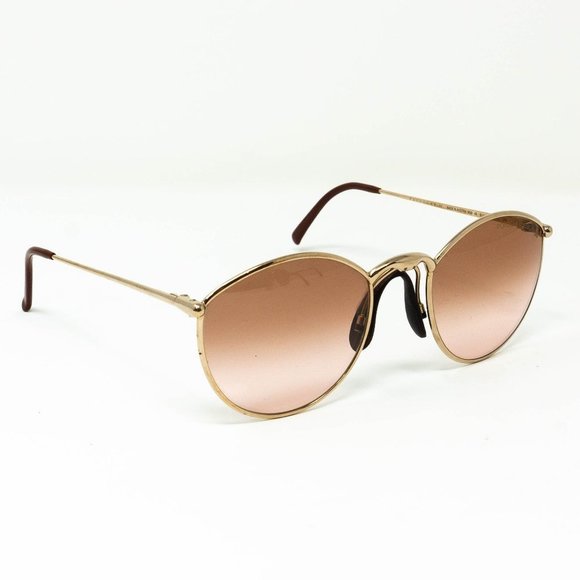 Porsche Design Gold Frame Sunglasses w Leather Nose Pad - Picture 2 of 6